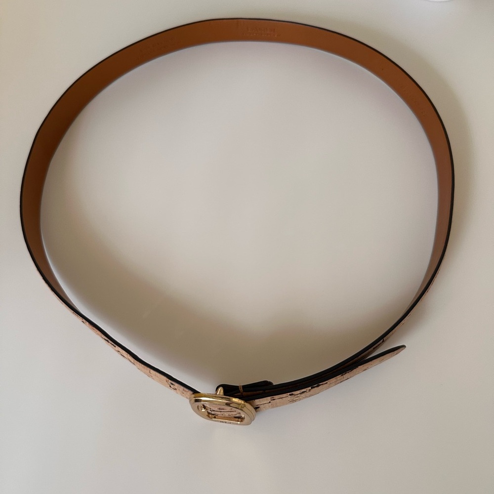 Ralph Lauren Cork Leather Belt with Gold Buckle - Picture 3 of 5